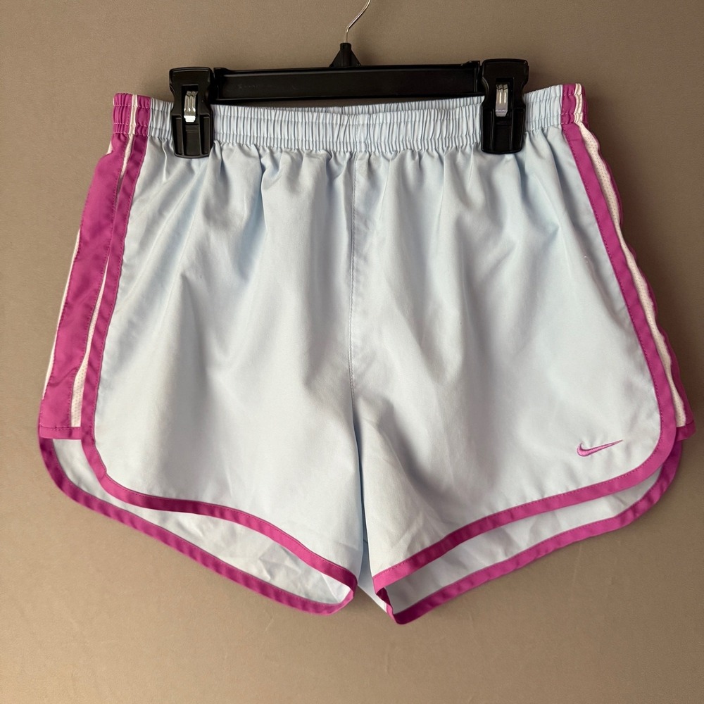 Nike Dri-Fit sz S Tempo Running Shorts Light Blue Pink Trim Exercise Athletic